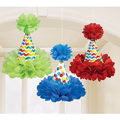 Party Cone Hat Bright Birthday Paper / Foil Height 33 cm : Amscan Europe