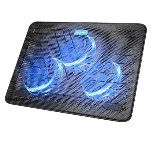 TECKNET Laptop Cooling Pad, 12"-15.6" Laptop Cooler, Gaming Cooling Pad Stand, Wind Speed Adjustable, 2 USB Powered Fans Cooling Pad