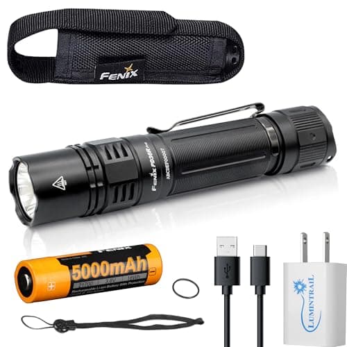 fenix PD36R Pro Rechargeable Tactical Flashlight, 2800 Lumen Dual Rear Switches USB-C with Battery and Lumentac Organizer, Black