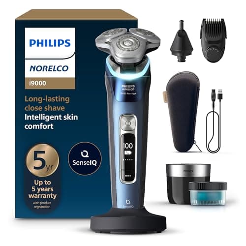 Philips Electric Shaver Series 9000 Prestige, Wet & Dry with SkinIQ technology & Hydro SkinGlide Coating, Black Grey, SP9871/13
