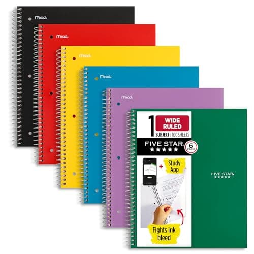 Mead Five Star Wide Ruled Spiral Notebook