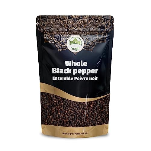 Yogti [Canadian Brand] Black Pepper Whole Black Peppercorn 1 LB; Culinary essential; Pure and Natural Spice, Perfect for Grinder refill, 1 Pound