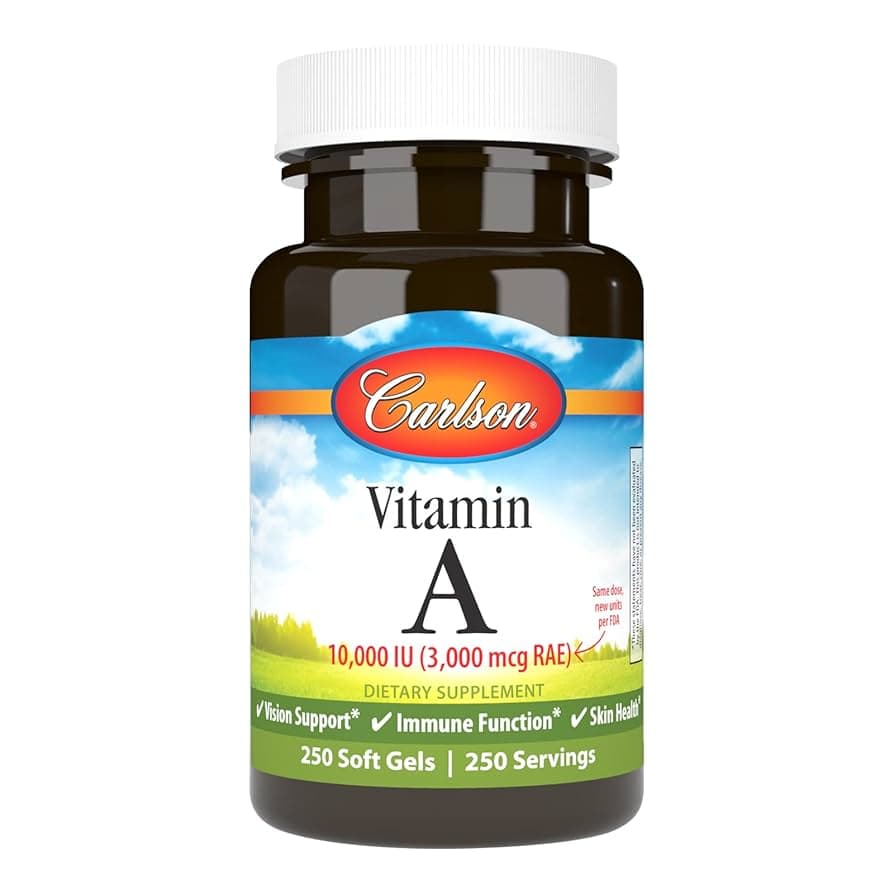 Amazon.com: Carlson - Vitamin A, 10000 IU (3000 mcg RAE), Vision ...
