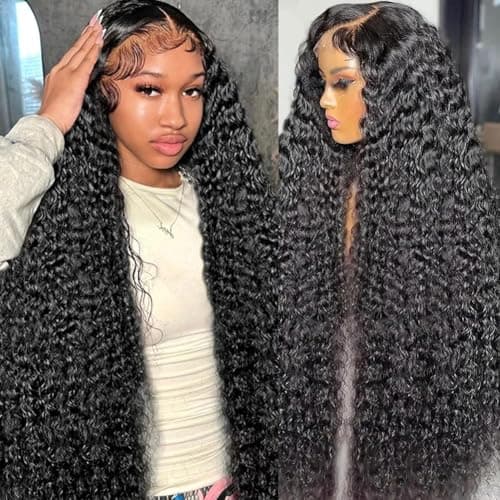 Water Wave Lace Front Wigs Human Hair Wigs for Women 26 Inch 13x4 HD Lace Frontal Wigs Human Hair Pre Plucked 150% Density Wet and Wavy Curly Lace Front Wigs Human Hair Natural Color