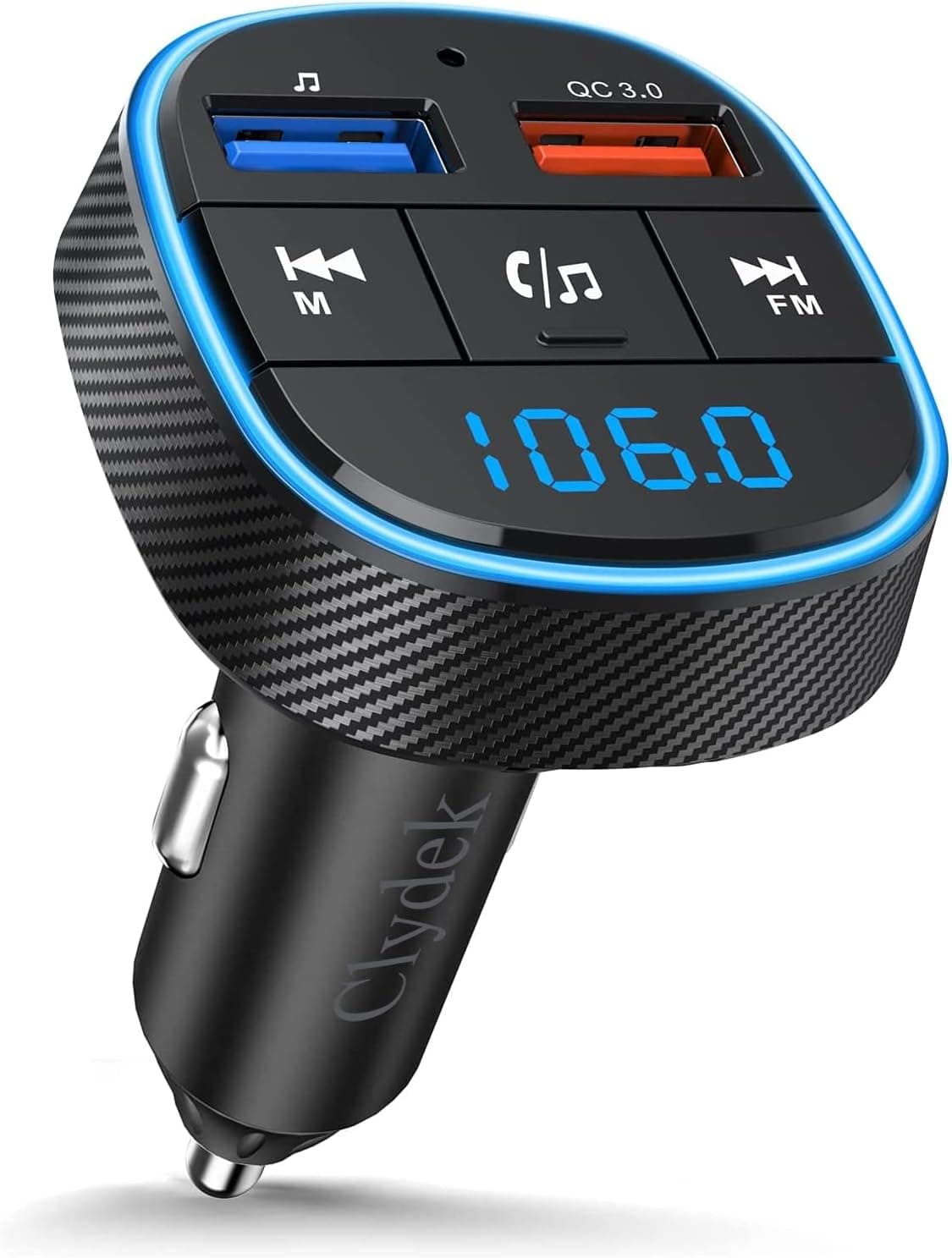 Clydek FM Transmitter für Auto, Bluetooth 5.0 Autoradio Audio Adapter ...