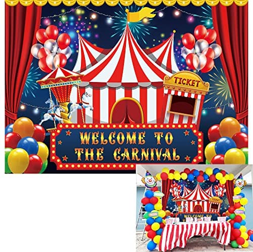 Funnytree 7x5ft Pink Circus Tents Theme Party Backdrop Carnival ...
