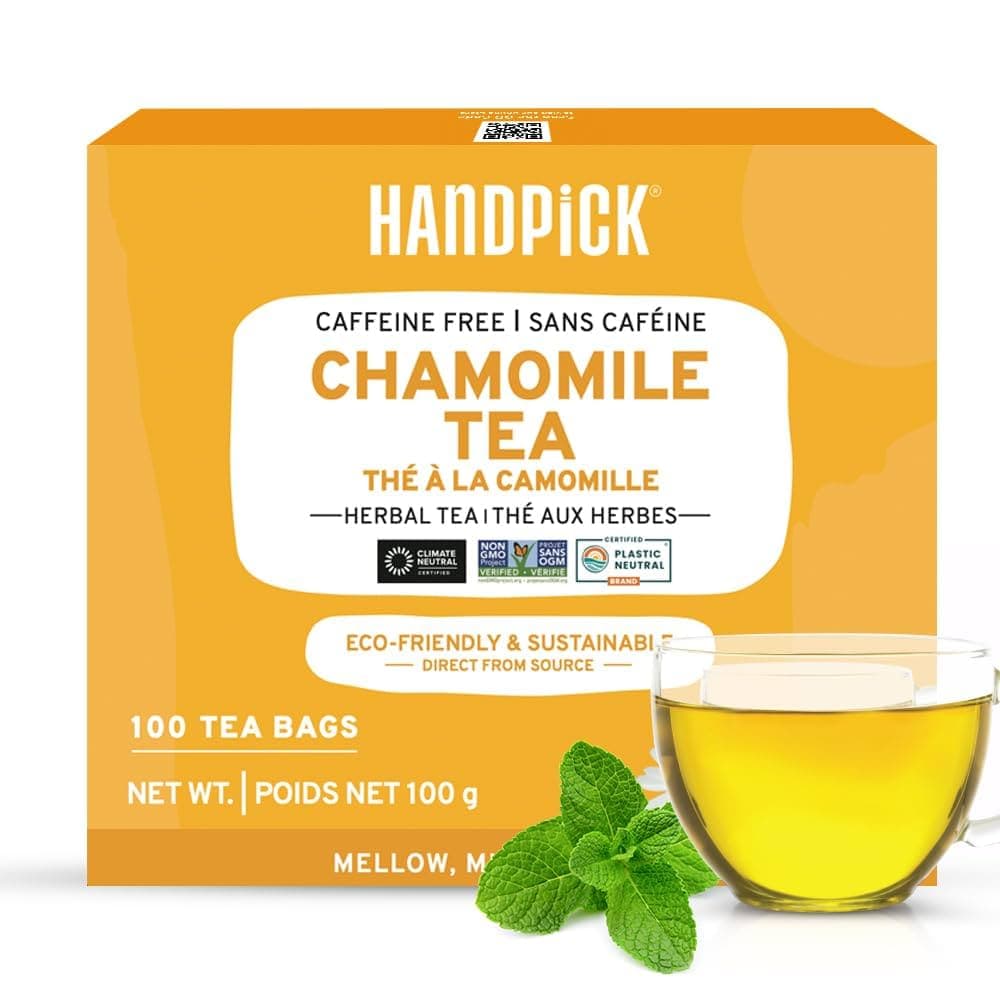 HANDPICK, Chamomile Tea Bags (100 Herbal Tea Bags) Caffeine Free ...