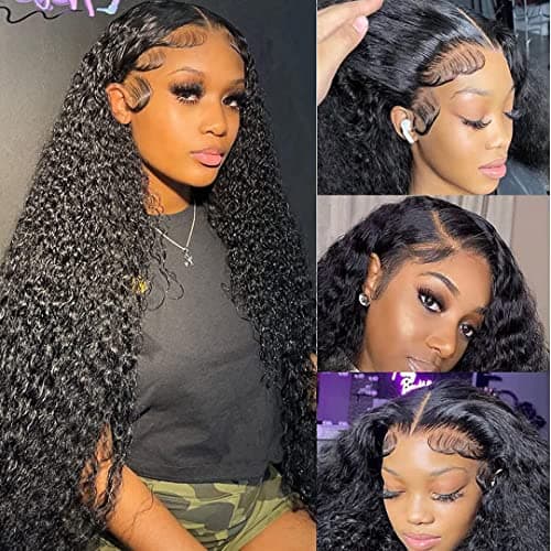 Nadula Brazilian Curly Virgin Human Hair 13×4 Lace Front Wigs For Women 100% Unprocessed Virgin Curly Human Hair Wig 150% Density With Baby Hair (18inch)