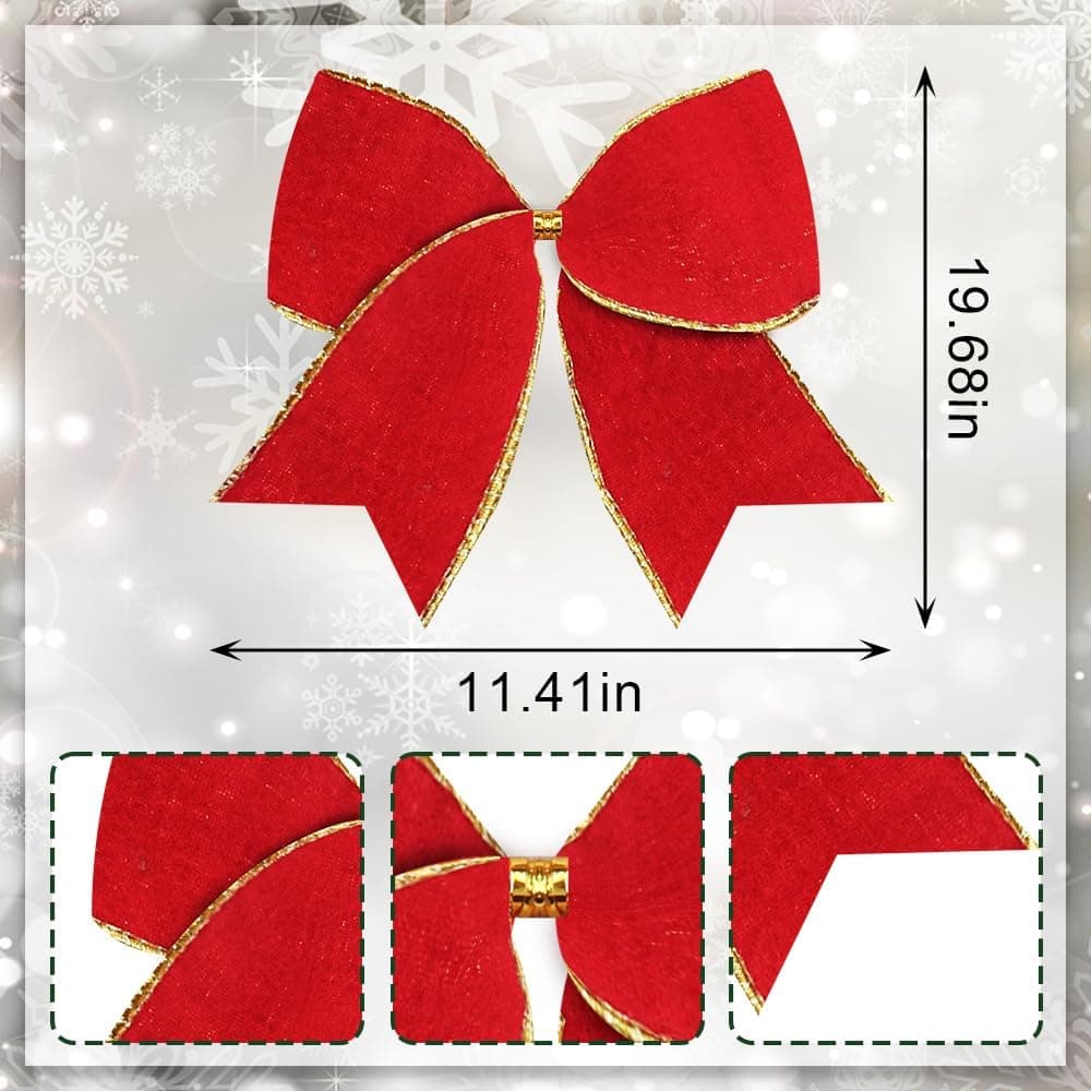 Hying 10 lazos de Navidad para corona, lazos de terciopelo rojo para ...
