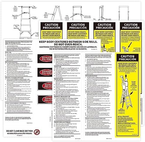 Step Ladder Safety Labels Stickers Compatible with Werner Fiberglass ...