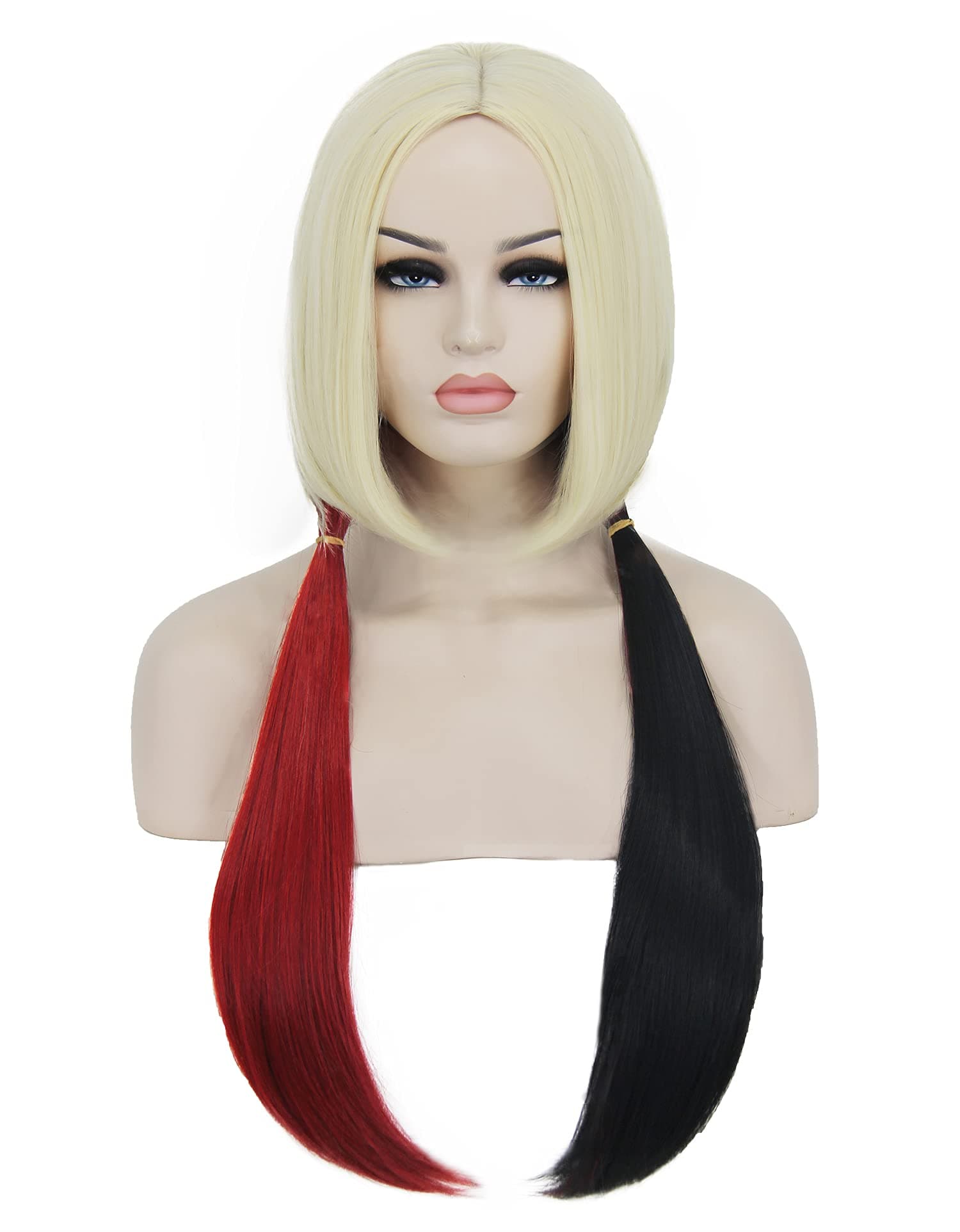 Menoqi Harley Quinn Wig Long Red and Black Wig for Harley Quinn Costume ...