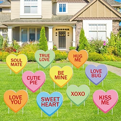 Amazon.com : Valentine's Day Conversation Hearts Yard Signs Sweethearts ...