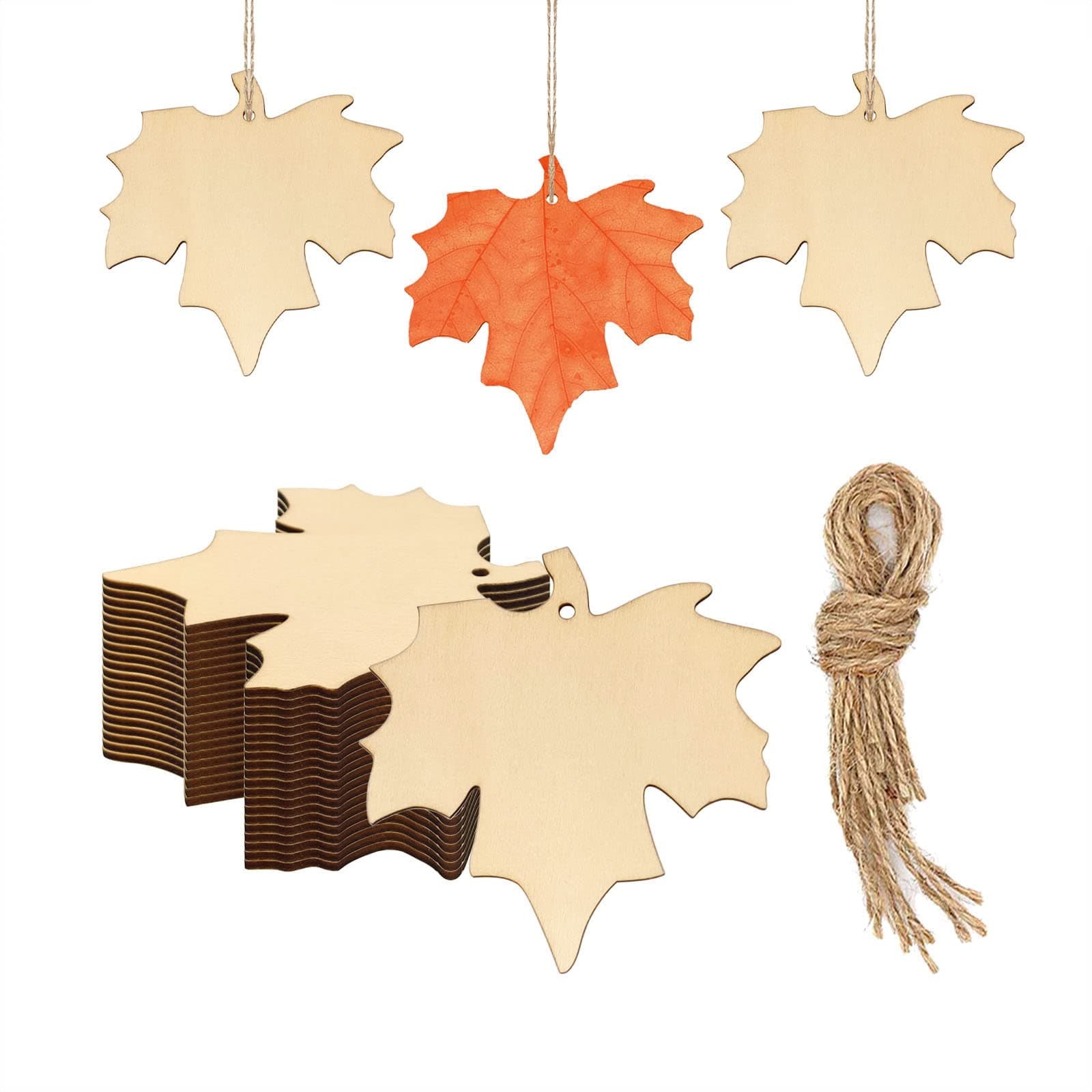 Amazon.com: 20pcs Maple Leaf Wood DIY Crafts Cutouts Wooden Maple Leaf ...