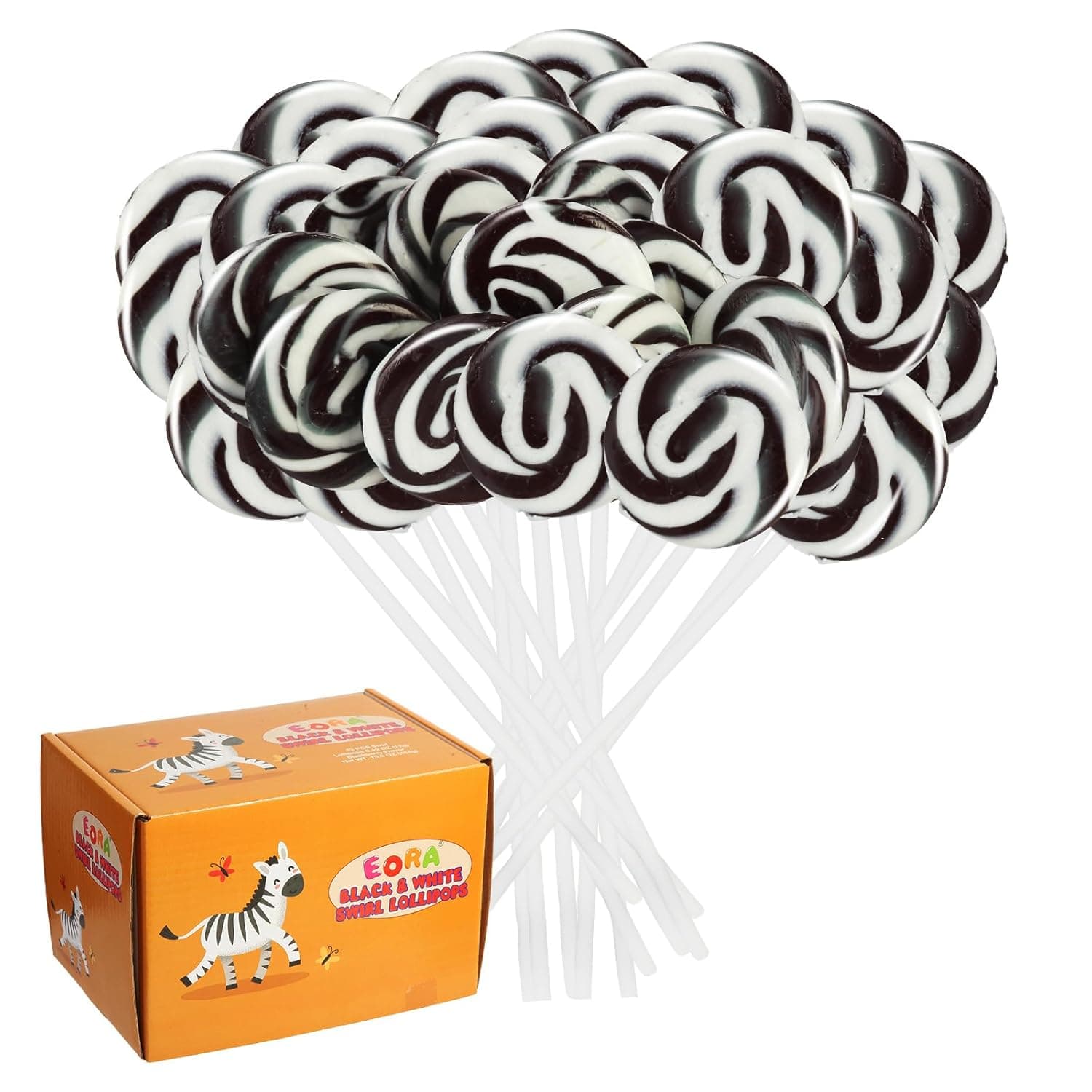 Amazon.com : Black Swirl Lollipops 32 Pack, Black & White Candy Swirl ...
