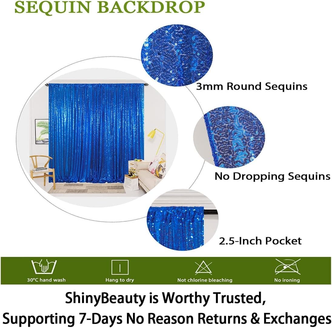 Buy ShinyBeauty Sequin Backdrop 8x8ft Blue Sequin Backdrop Curtain ...