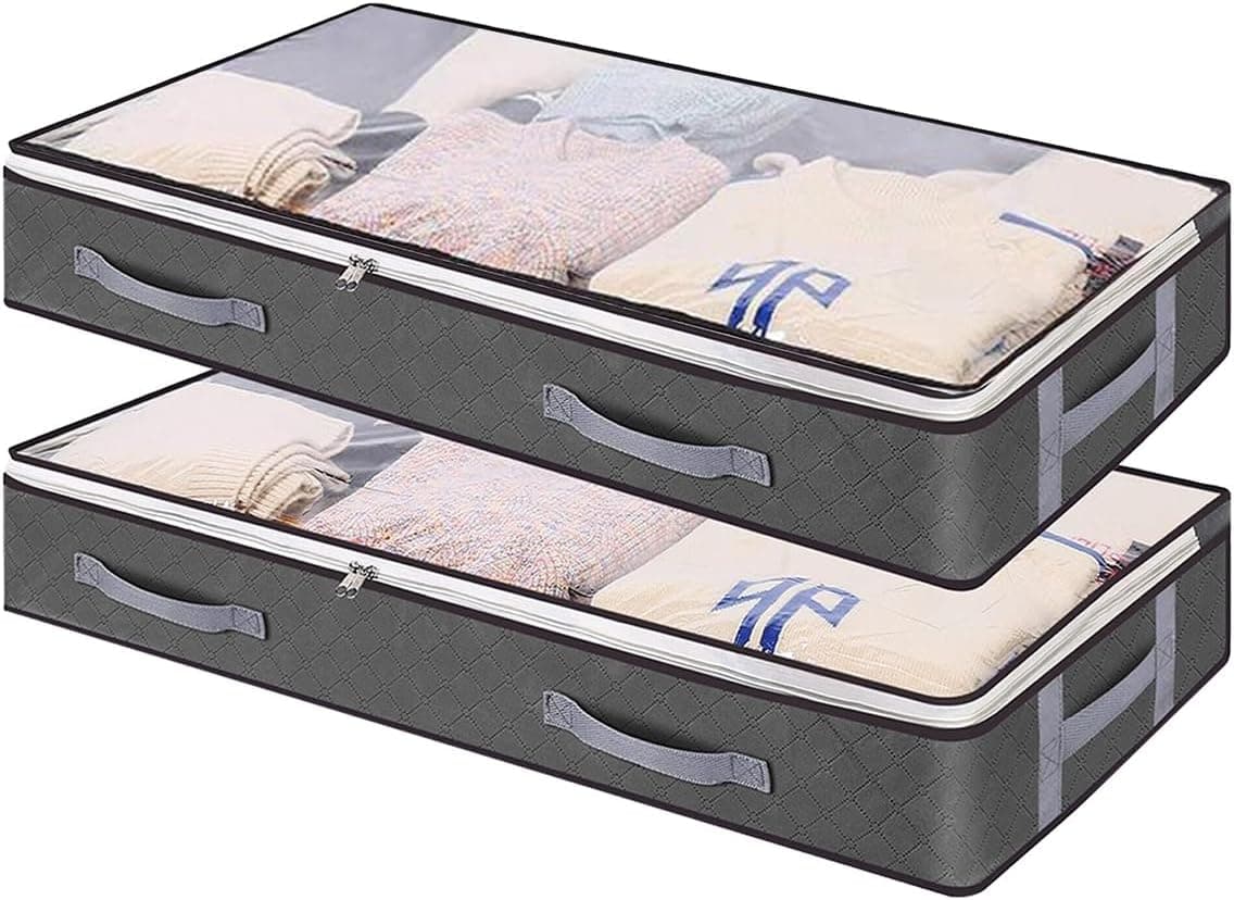 Meeyoga Under Bed Storage Bag 2 Pack, Underbed Storage Containers for ...