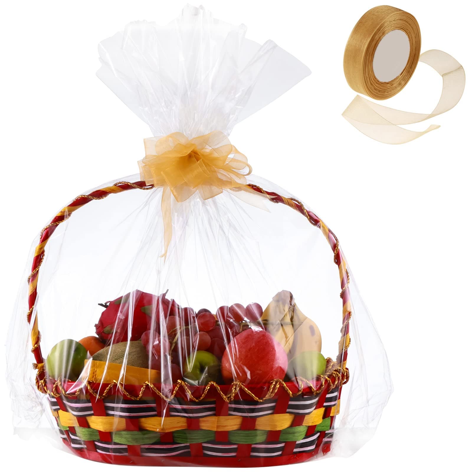 50 Packs Large Clear Cellophane Basket Bags 24" x 30" Cellophane Basket ...
