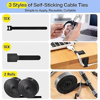 313Pcs] Cable Management Kit, 67 Adhesive Cable Clips, Topavatop ...