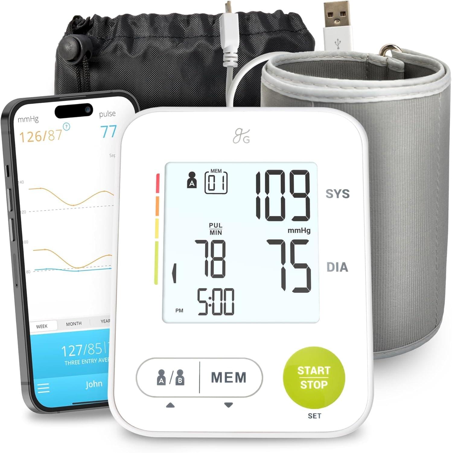 Amazon.com: Greater Goods Bluetooth Blood Pressure Monitor for Home Use ...