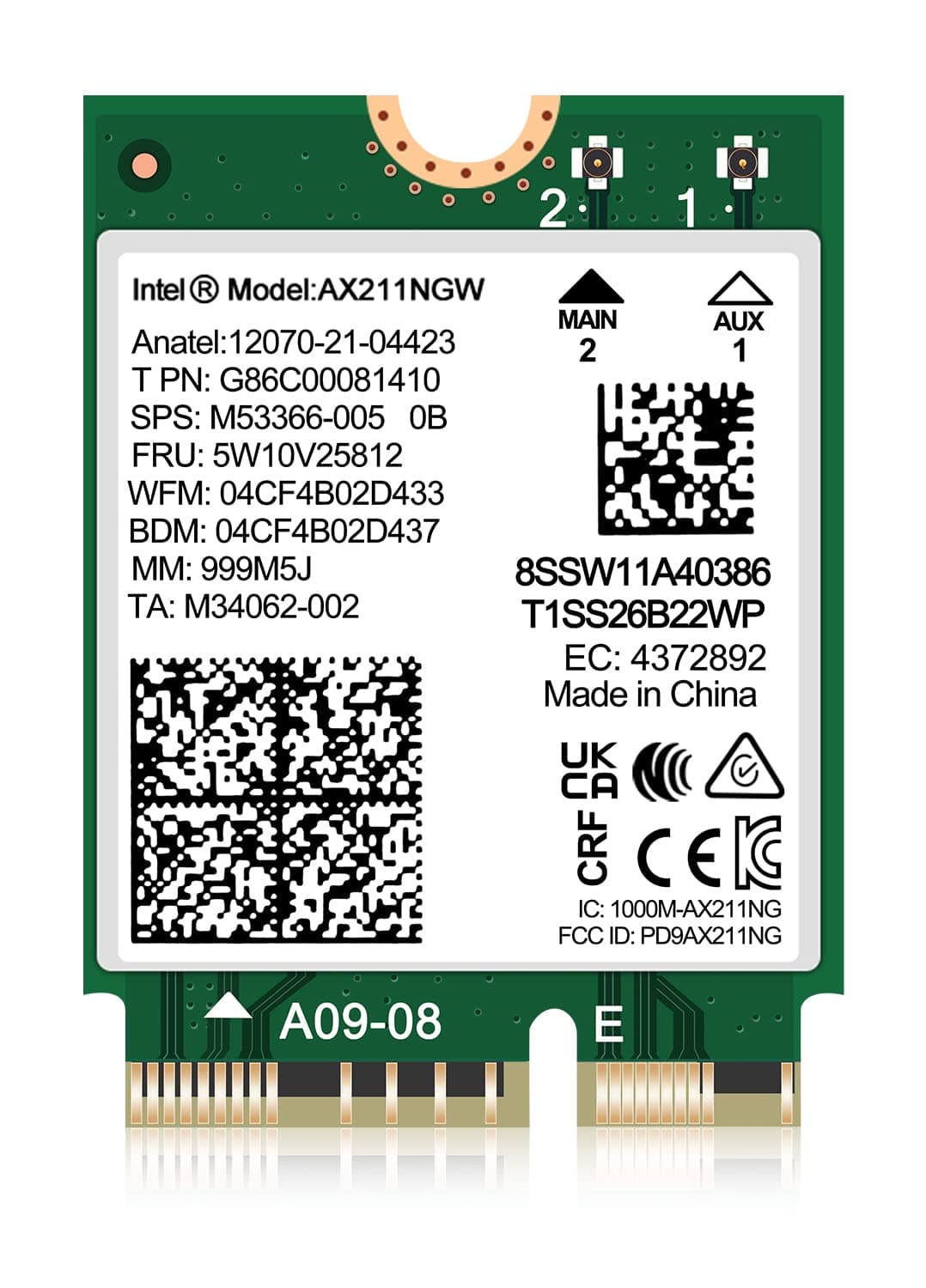 Amazon.com: WiFi 6E Wireless Card Intel AX211 NGW M.2: CNVio2 ...