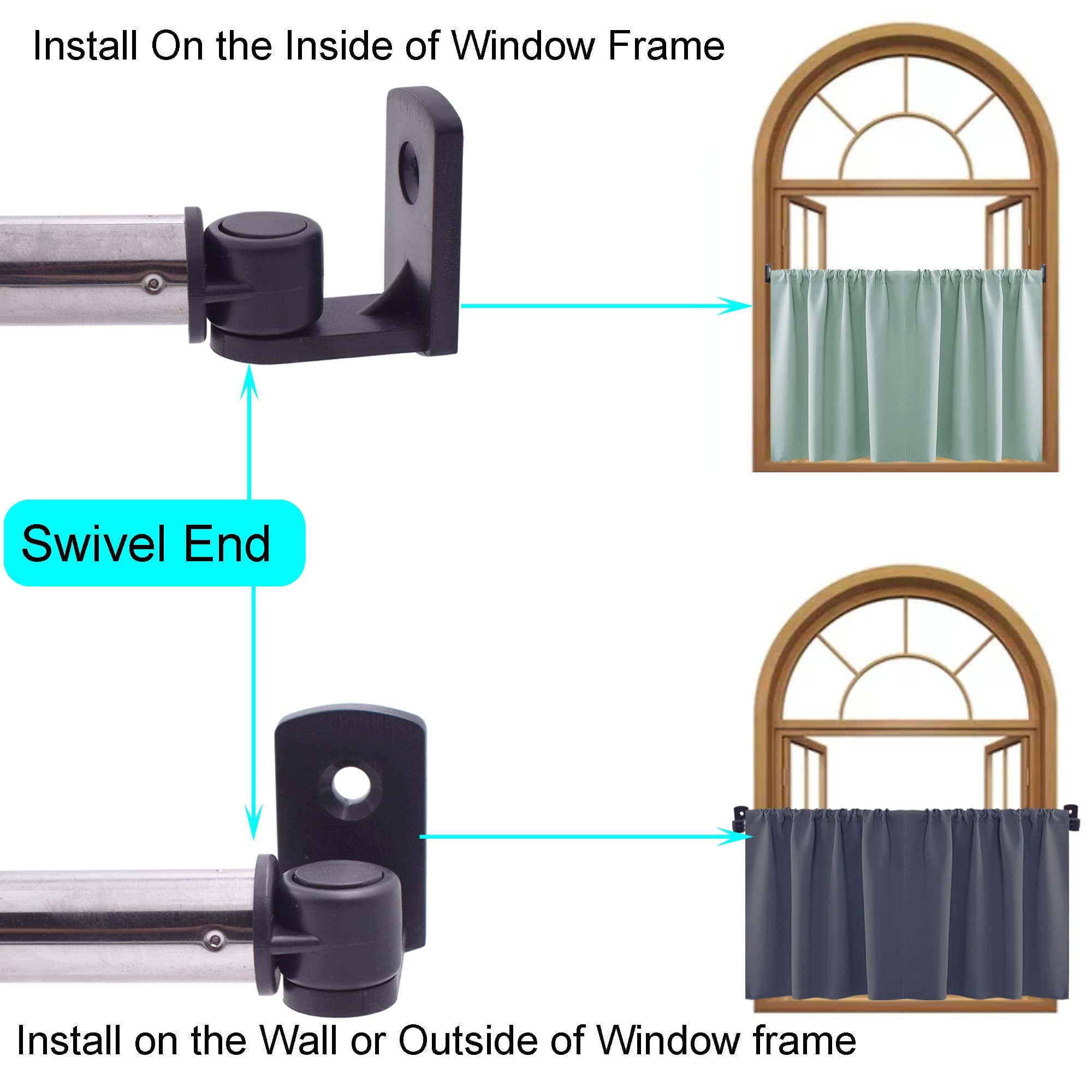 Snapklik.com : YYST Type A 8" To 15" Swivel End Window Curtain Sash Rod ...