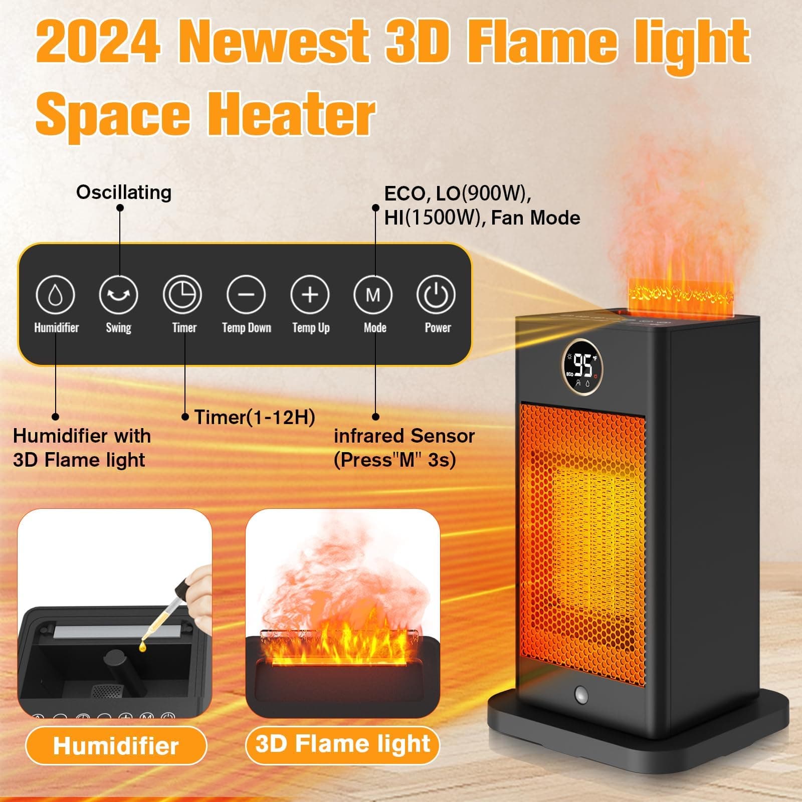 Amazon.com: Space Heaters for Indoor Use,1500W PTC 2s Fast Heating ...