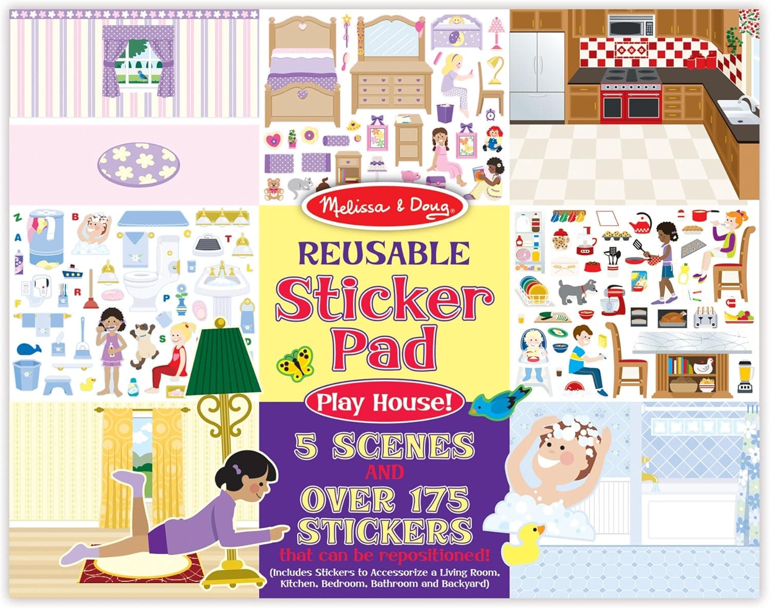 Amazon.com: Melissa & Doug Reusable Sticker Pad Set: Play House - 175 ...
