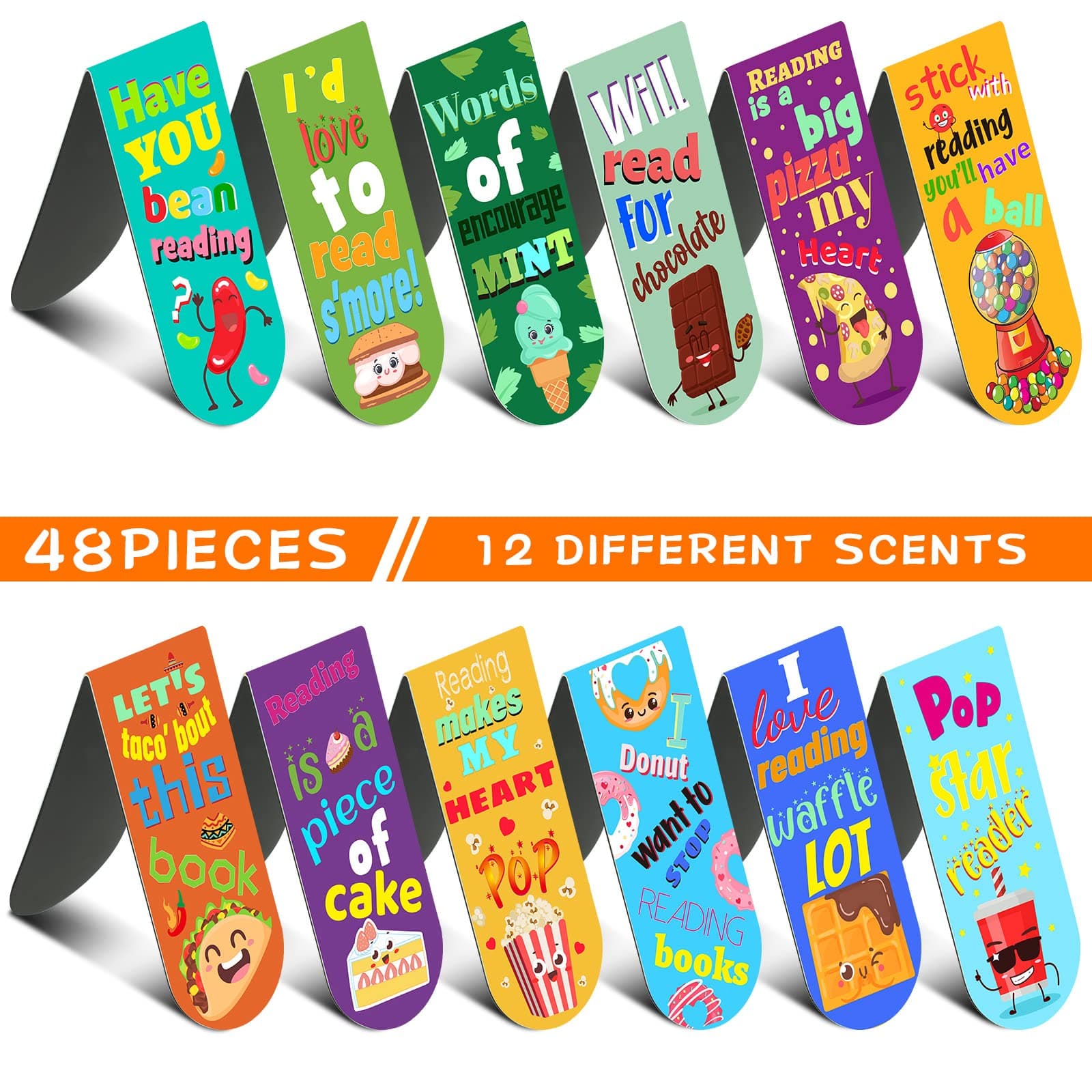 Snapklik.com : 48 Pack Scented Bookmarks Magnetic Scratch And Sniff ...