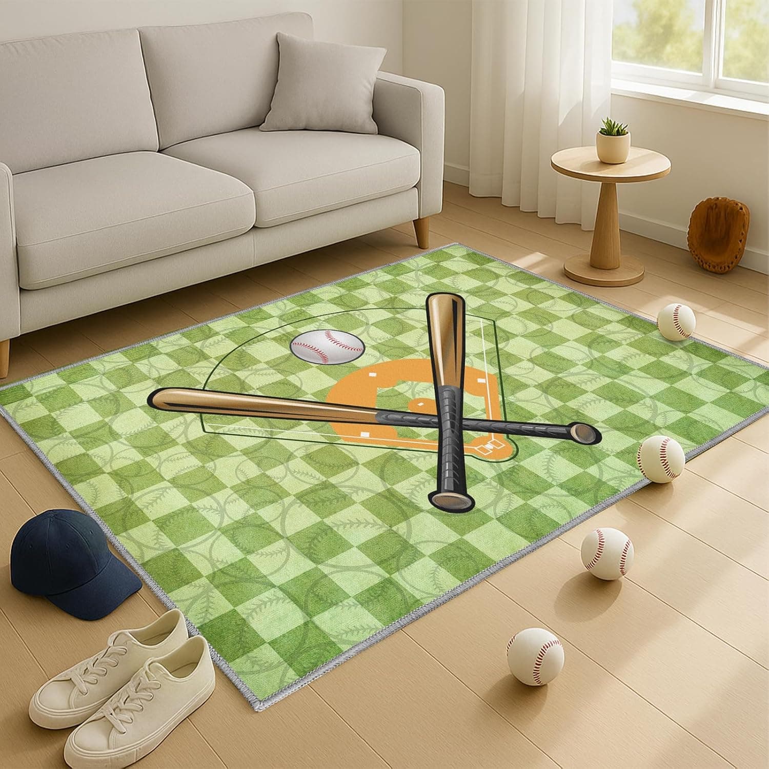 Amazon.com: Rnmdn Baseball Rug for Bedroom,5'x7' Non-Slip Sports Rugs ...