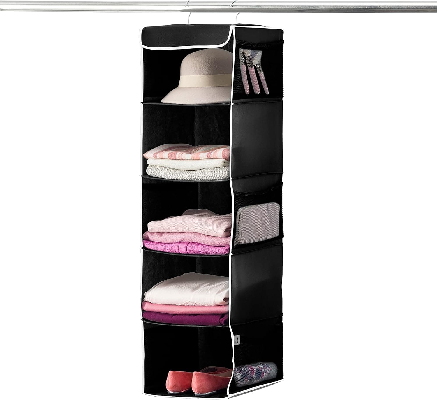 Amazon.com: Zober 5-Shelf Hanging Closet Organizer - 6 Side Mesh ...