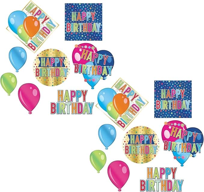 Amazon.com: Beistle 16 Piece Colorful Foil Cardstock Paper Happy ...