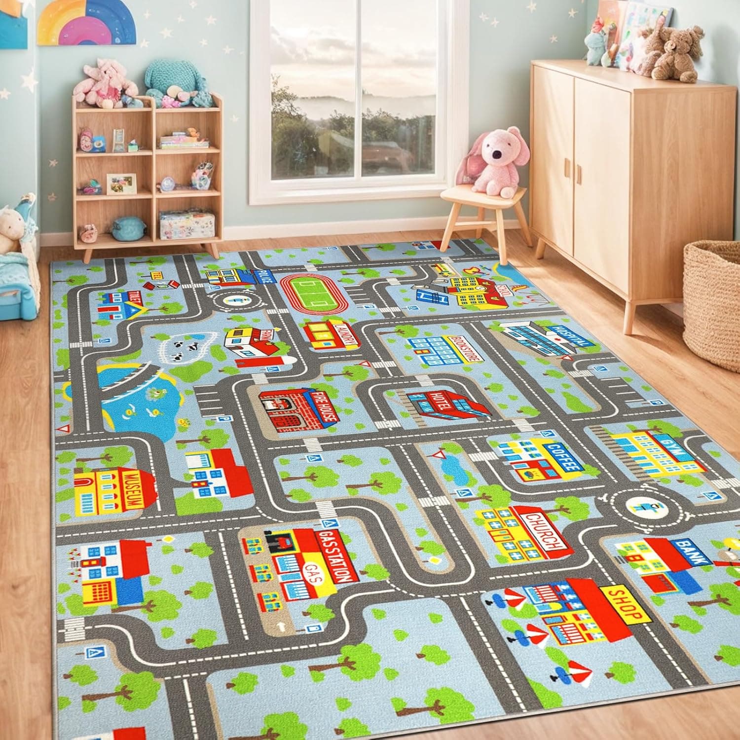 Educational Road Traffic Carpet Kids Carpet Playmat Car Rug Fun City ...