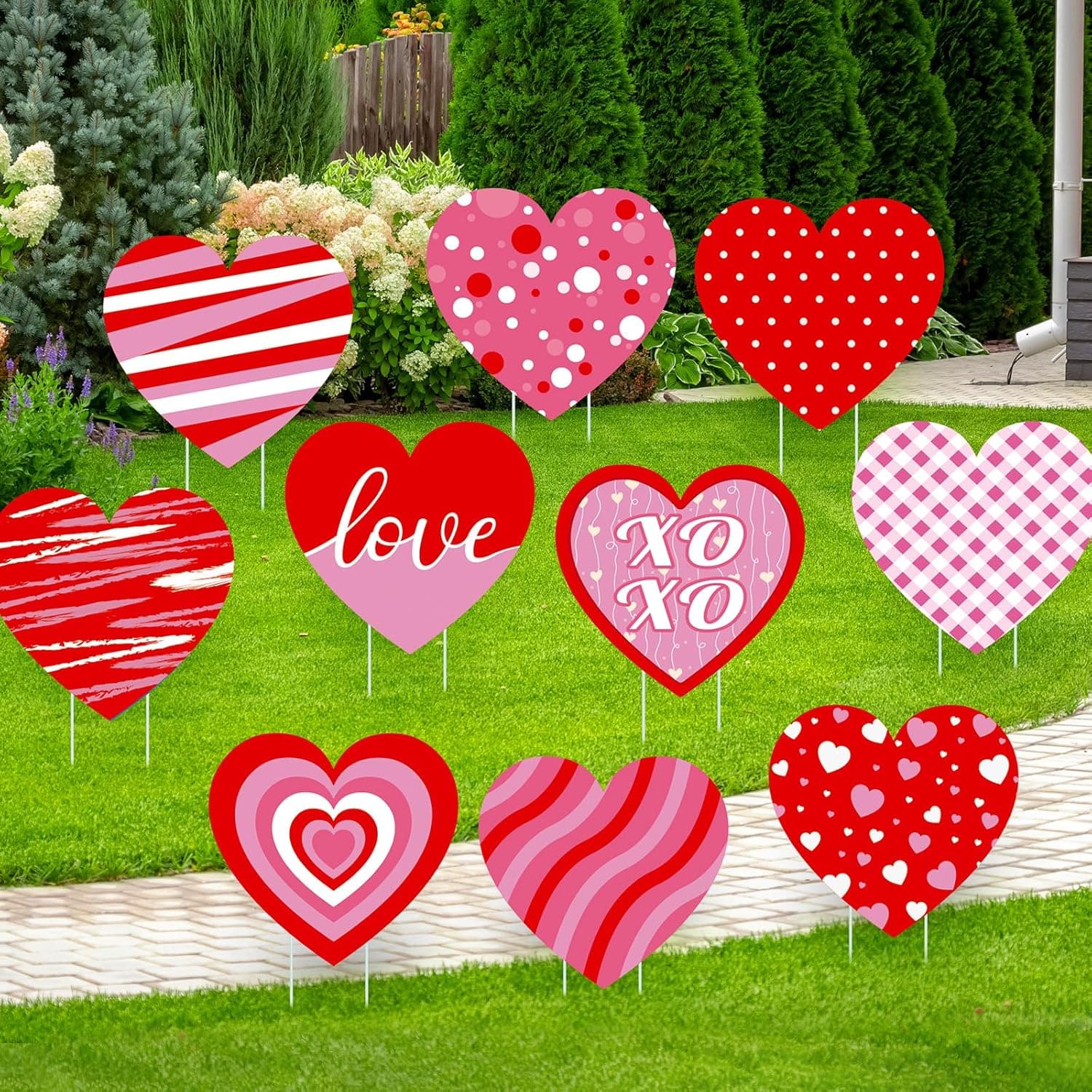 Amazon.com : Taiyin 30 Pcs Valentine's Day Yard Signs Heart Shaped Lawn ...
