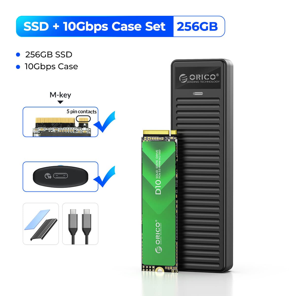 ORICO M.2 Dual protocol NVMe SATA SSD Enclosure 10Gbps USB3.2 Gen2 M2 ...