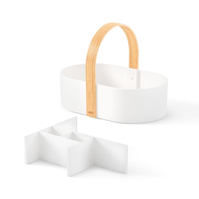 White and wood Bellwood kitchen storage basket - Organiseur Umbra