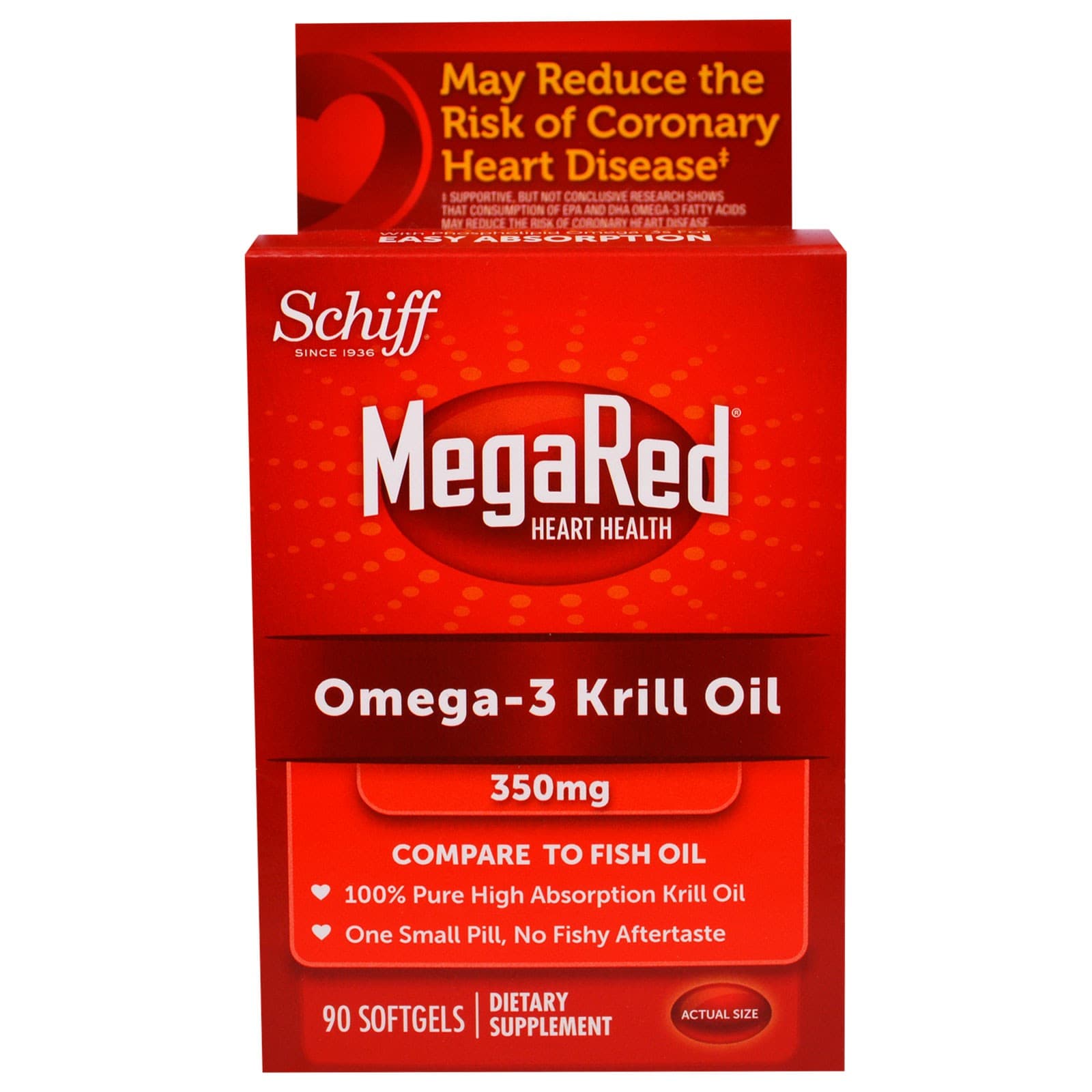 Schiff, MegaRed, Omega-3 Krill Oil, 350 mg, 90 Softgels - iHerb