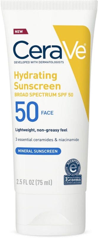 CeraVe + Mineral Sunscreen Lotion SPF 50 Face Lotion with Zinc Oxide