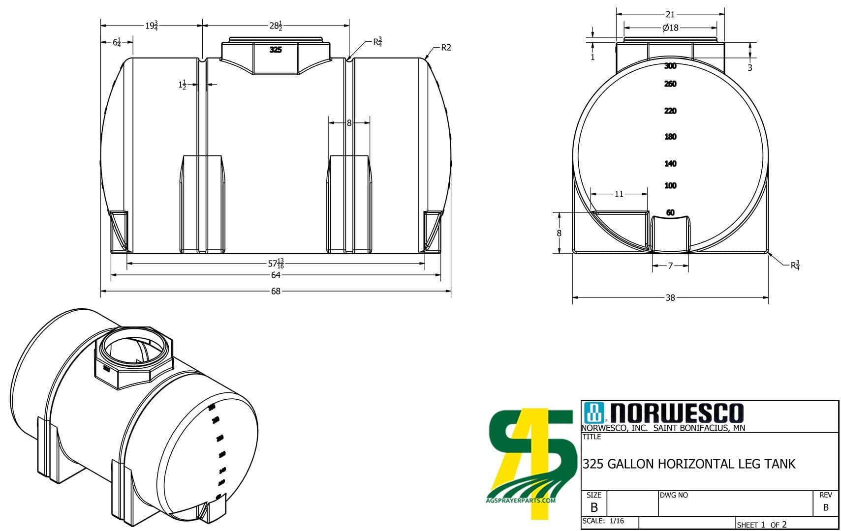 Norwesco 325 Gallon Elliptical Leg Tank