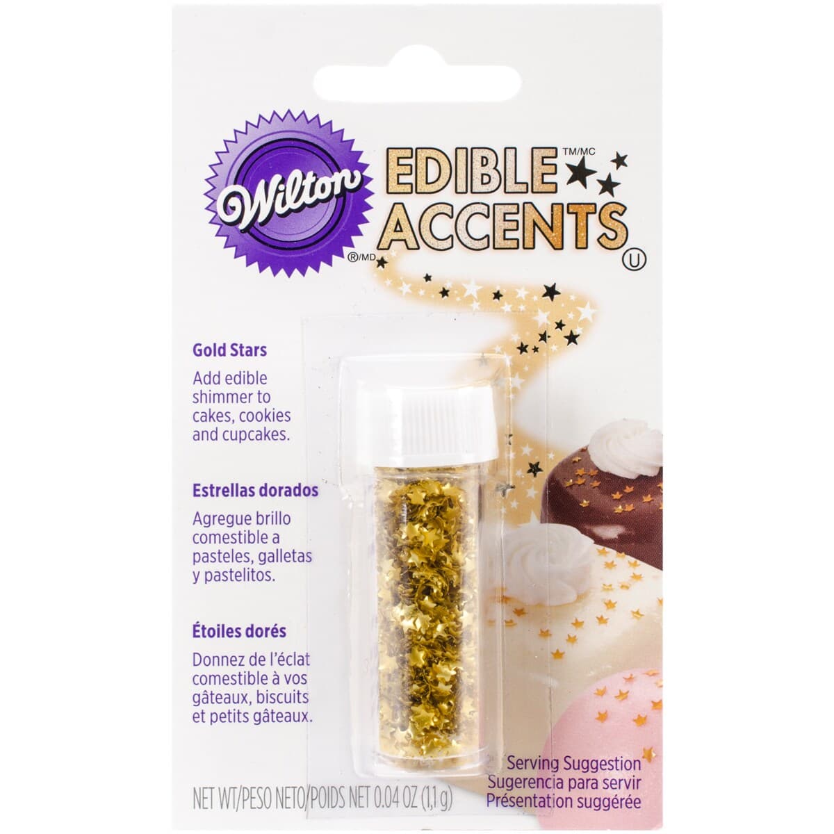 Wilton Edible Glitter .04oz-Gold Stars | Michaels