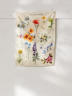 Urban Outfitters Botanical Wildflower Reference Chart Tapestry - Autumn
