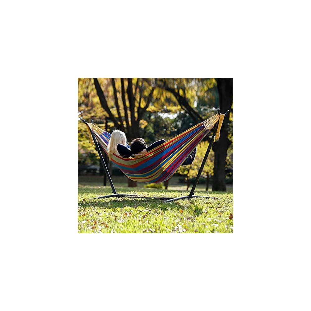 Vivere Double Cotton Hammock with Space Saving Steel Stand, | Universe ...