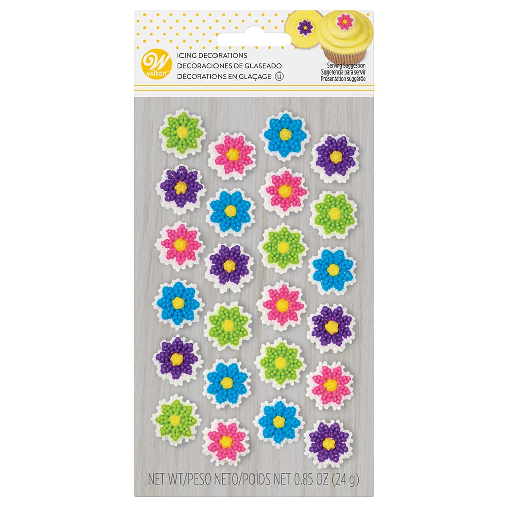 Wilton Mini Flower Matrix Edible Icing Decorations, Pack of 24 Easter ...