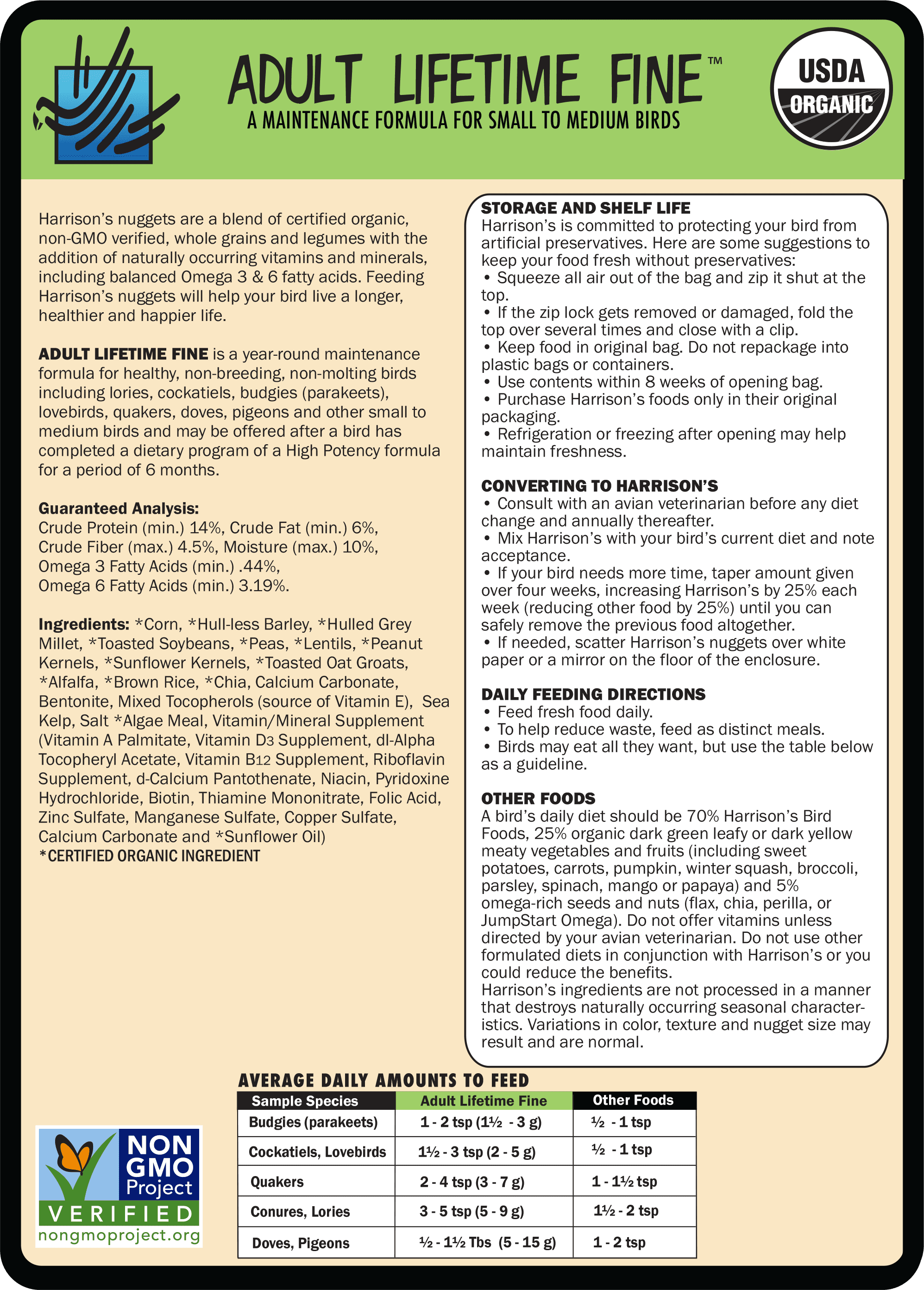 ADULT LIFETIME FINE - Harrison's Bird Foods