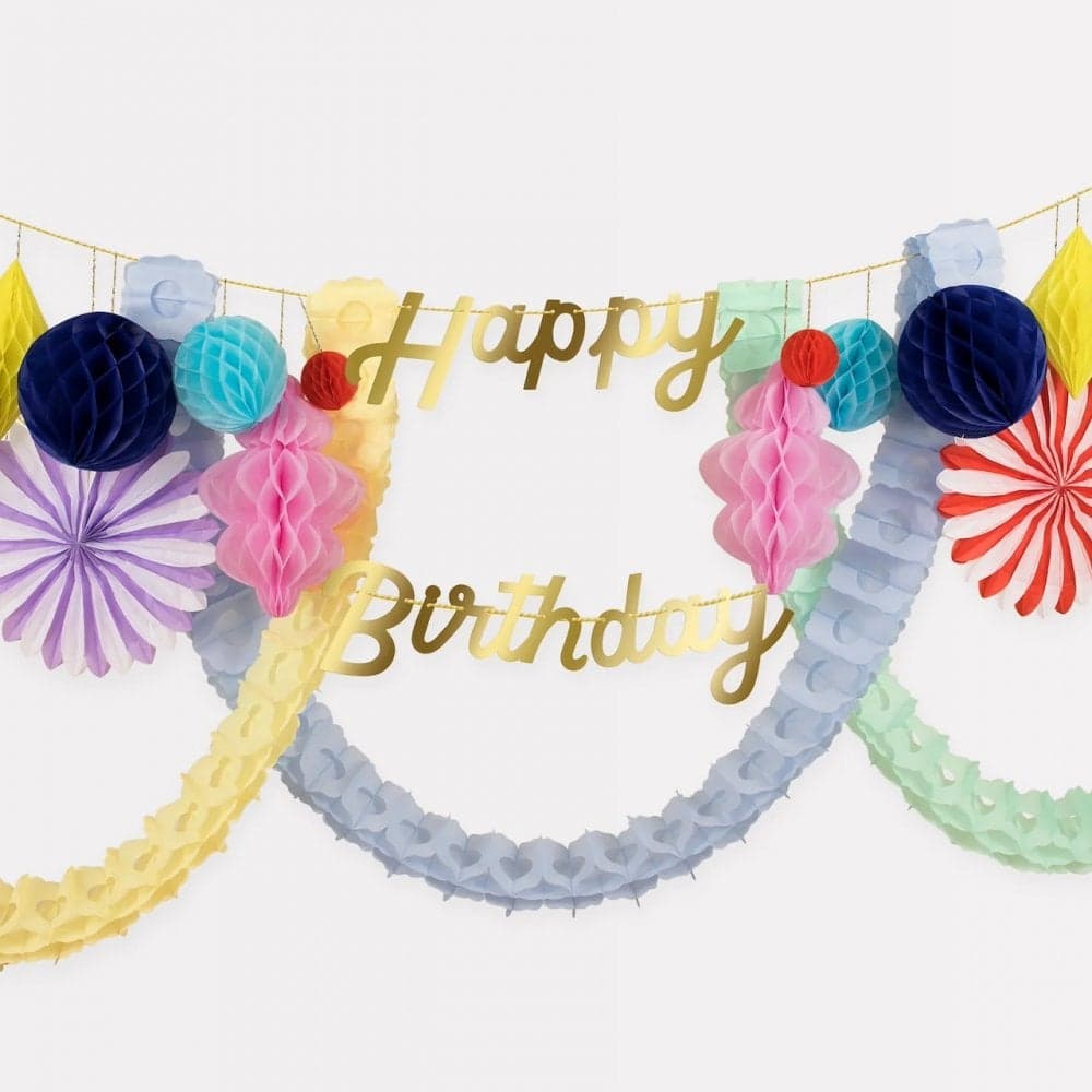 MERI MERI HAPPY BIRTHDAY HONEYCOMB GARLAND - PARTY from Molly Meg UK