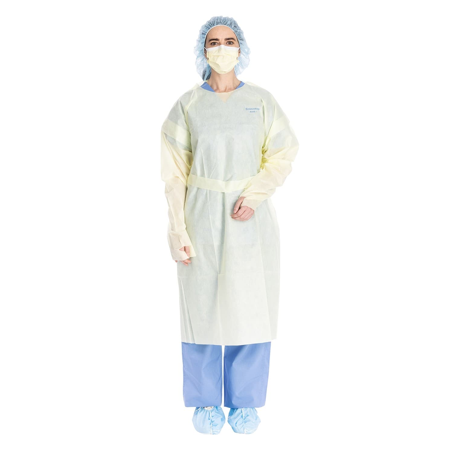 HALYARD Level 2 Isolation Gown, Yellow, Tie Waist, Elastic Cuffs (10 ...