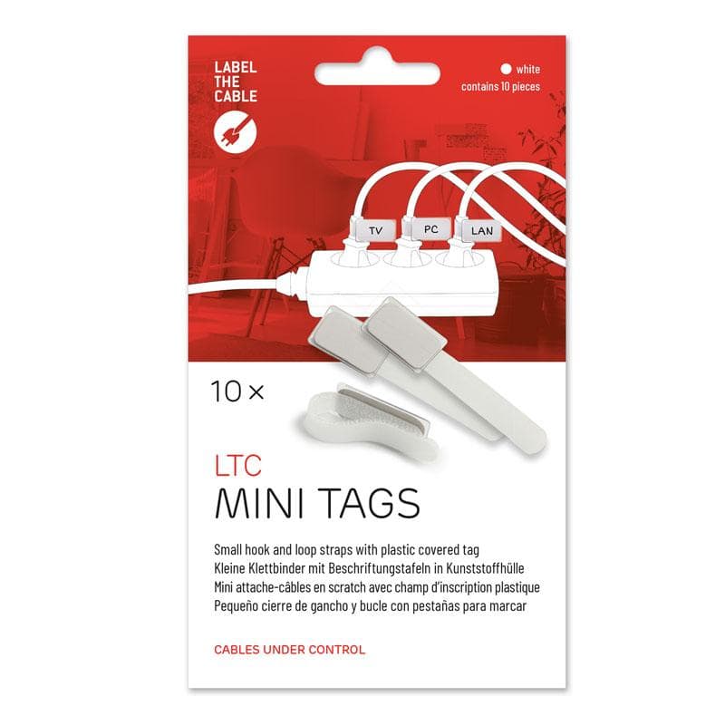 LABEL THE CABLE Mini Velcro Cable Ties 10-Pack - baltos spalvos ...