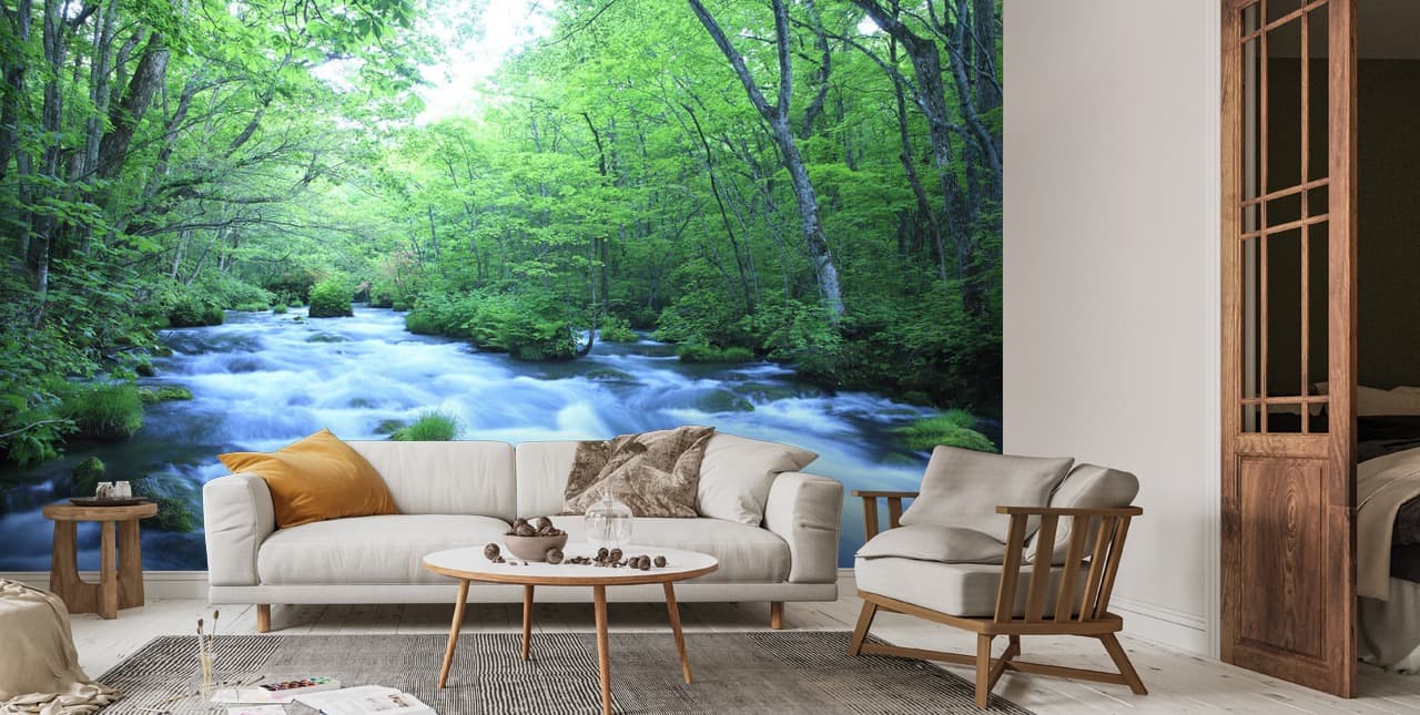 Spring Forest River Wall Mural | Wallsauce US