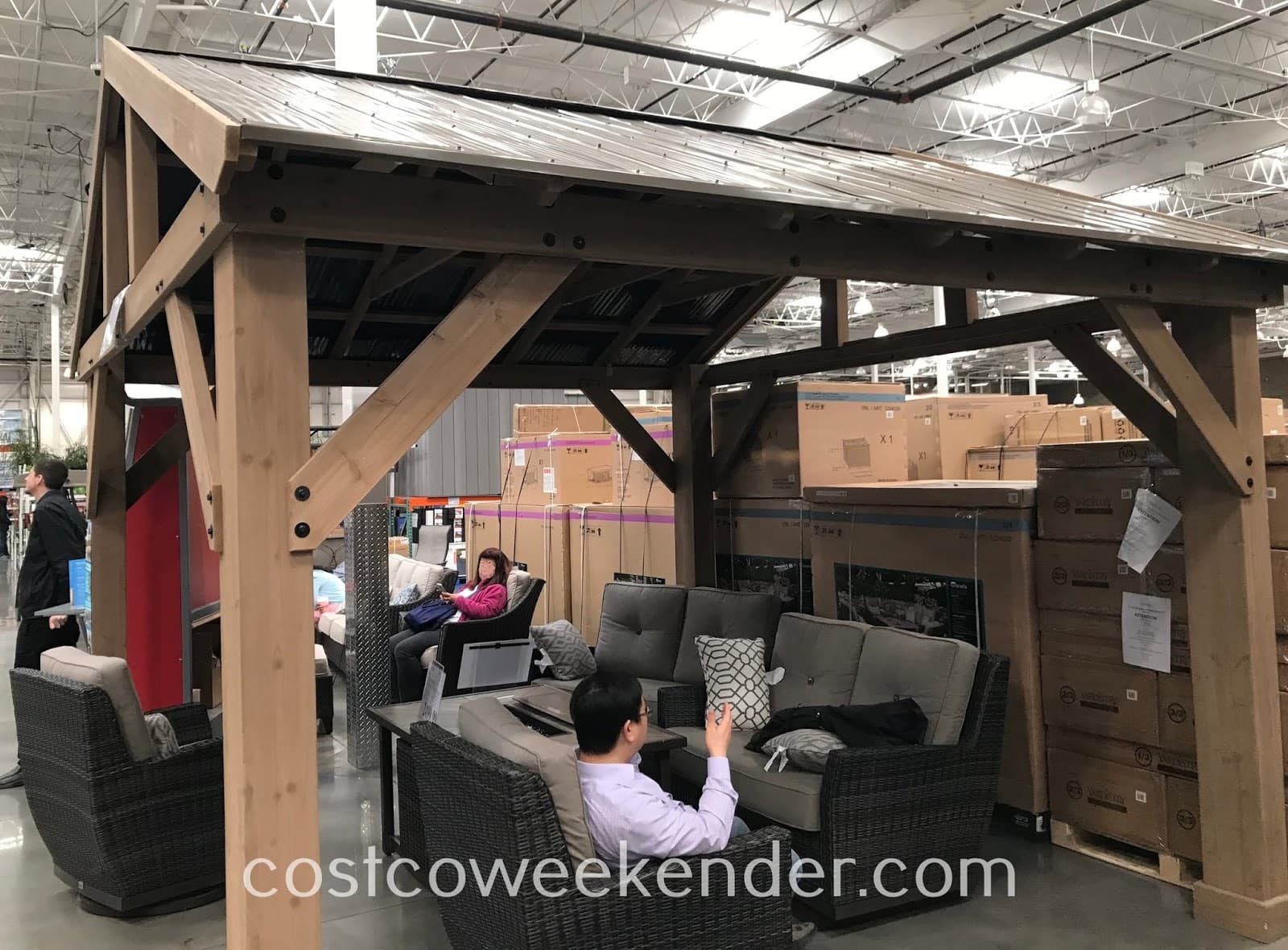 Yardistry Cedar Wood Pavilion with Aluminum Roof | Costco Weekender