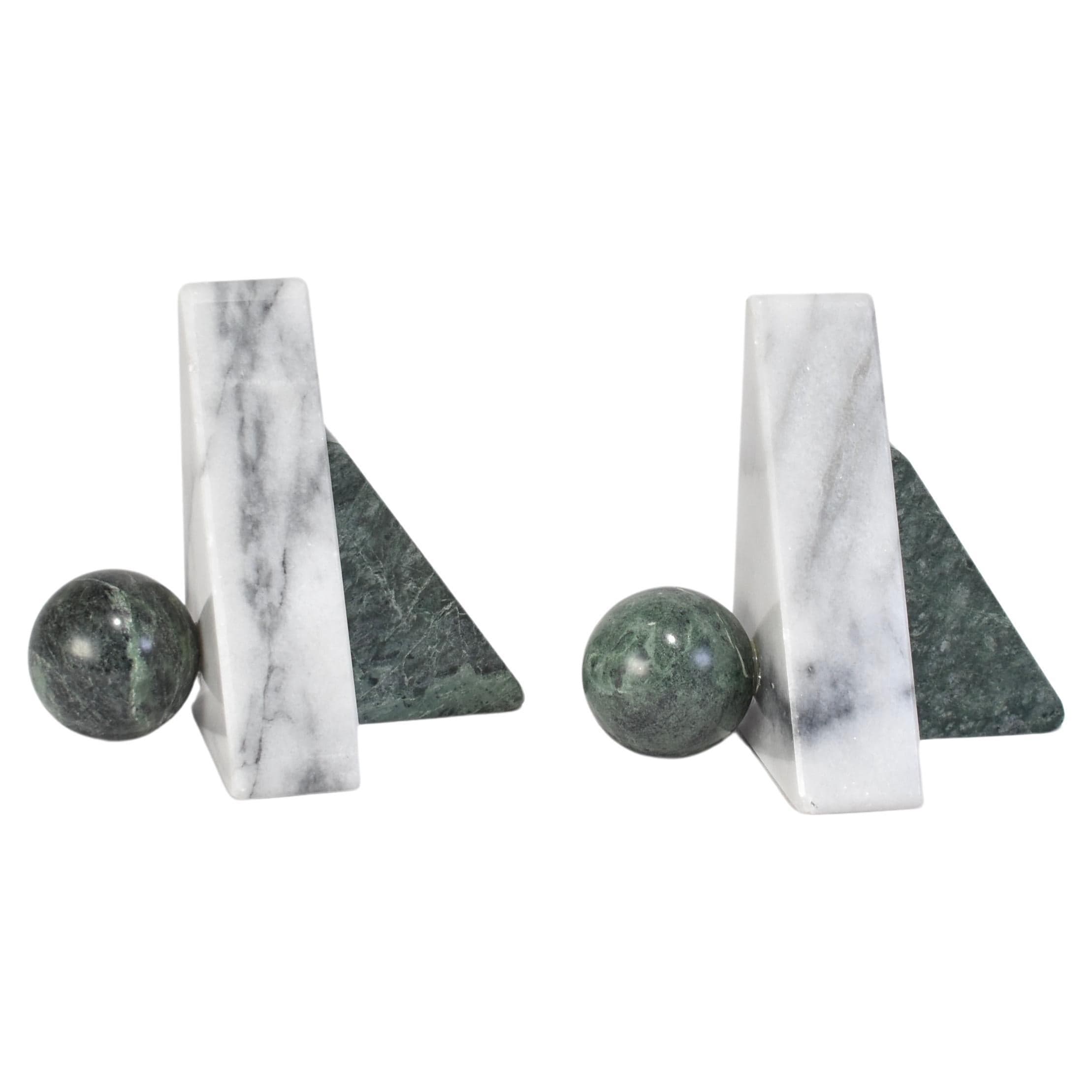 Marble Bookends Geometric Mid Century at 1stDibs