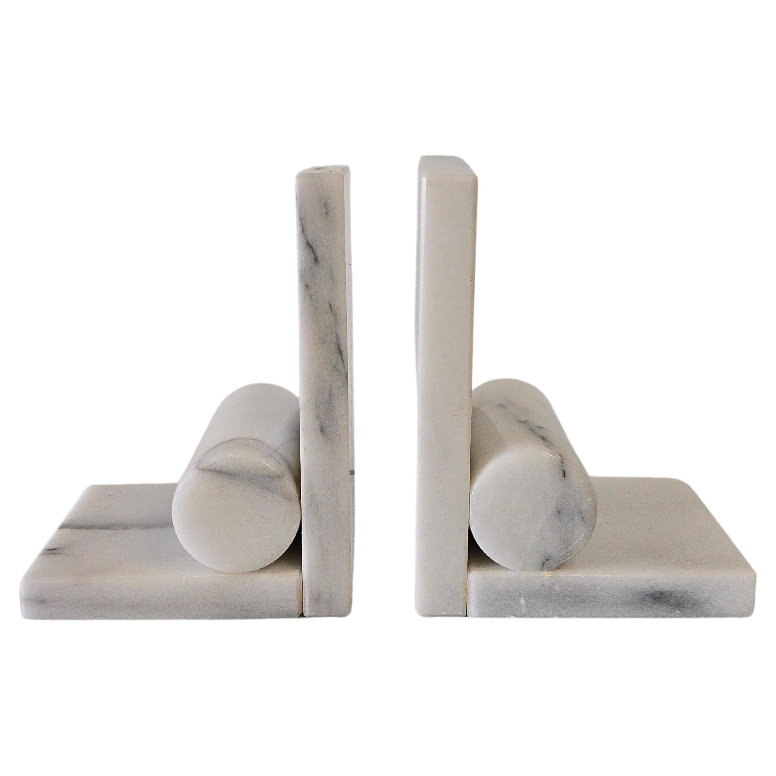 Marble Sculptural Cylindrical Bookends For Sale at 1stDibs